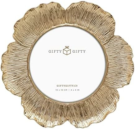 Circular Gold Floral Photo Frame / 4x4 In | For Tabletop Display | Perfect for Home Decor, Weddin... | Amazon (US)