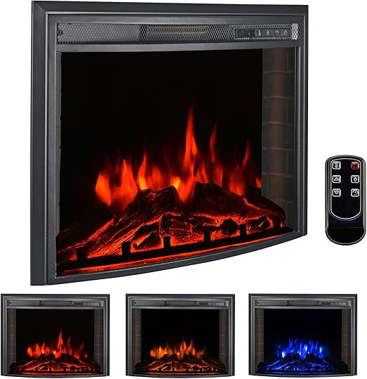 Bigzzia 26" Electric Fireplace Insert, Freestanding & Recessed Electric Fireplace, Remote Control... | Amazon (US)