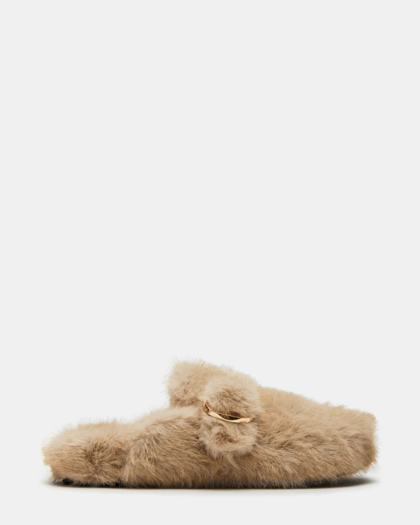 BOHAN Natural Faux Fur Slip-On | Women's Flats | Steve Madden (US)