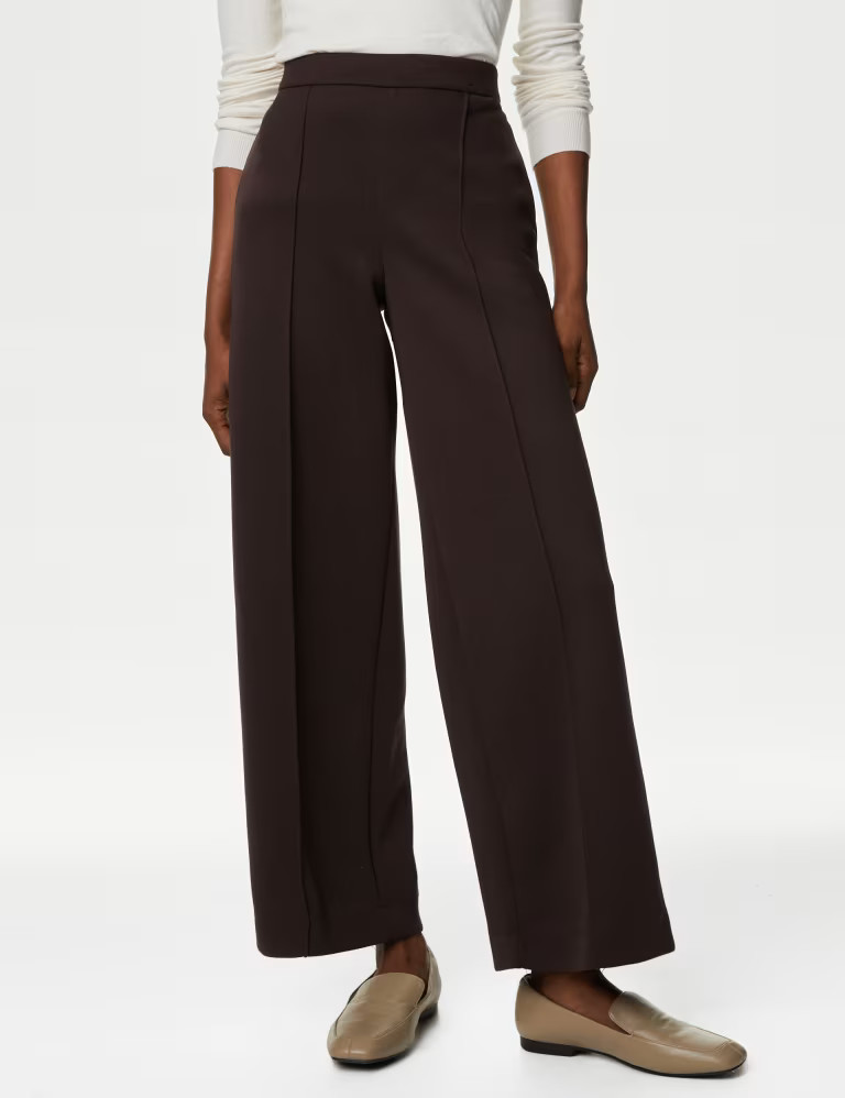 Jersey Elasticated Waist Wide Leg Trousers | Marks & Spencer (UK)