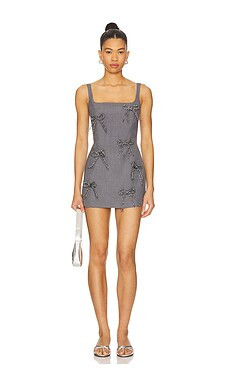Milkwhite Mini Dress With Bows in Grey from Revolve.com | Revolve Clothing (Global)
