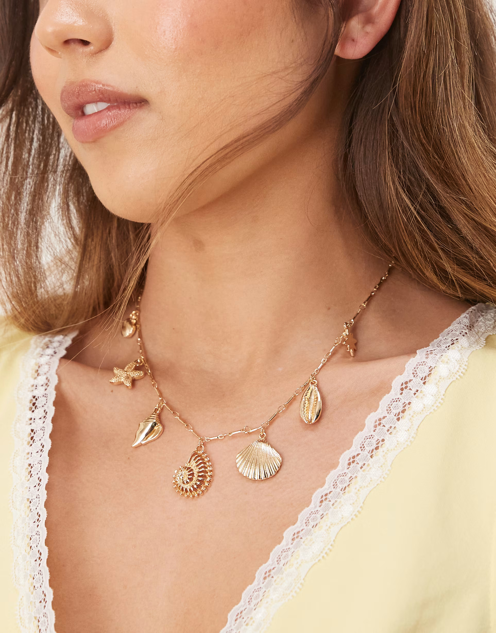 ASOS DESIGN necklace with sea-life charms in gold tone | ASOS (Global)