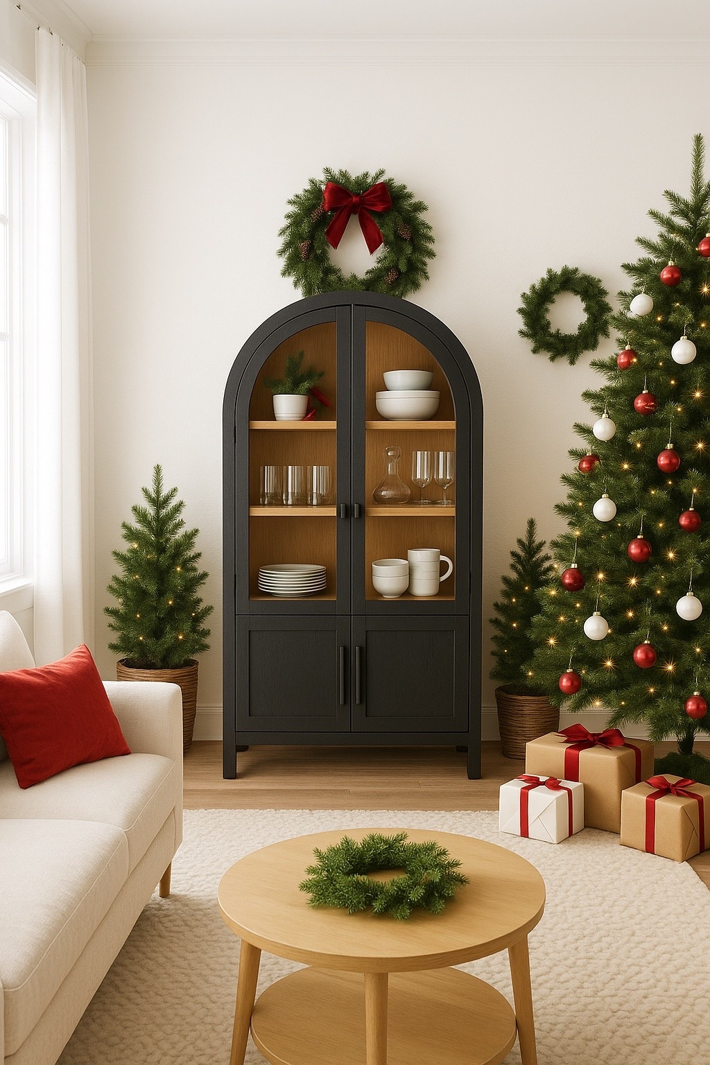 If you have been looking for a arched cabinet now is the time to get one! Walmart has it priced the lowest it’s ever been and they are offering free assembly!!! All colors are available! #walmart #walmarthome #christmas #christmasdecor  #christmashome 

#LTKCyberWeek #LTKHome #LTKHoliday