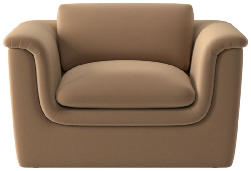 Mardones Camel Brown Velvet Lounge Chair + Reviews | CB2 | CB2