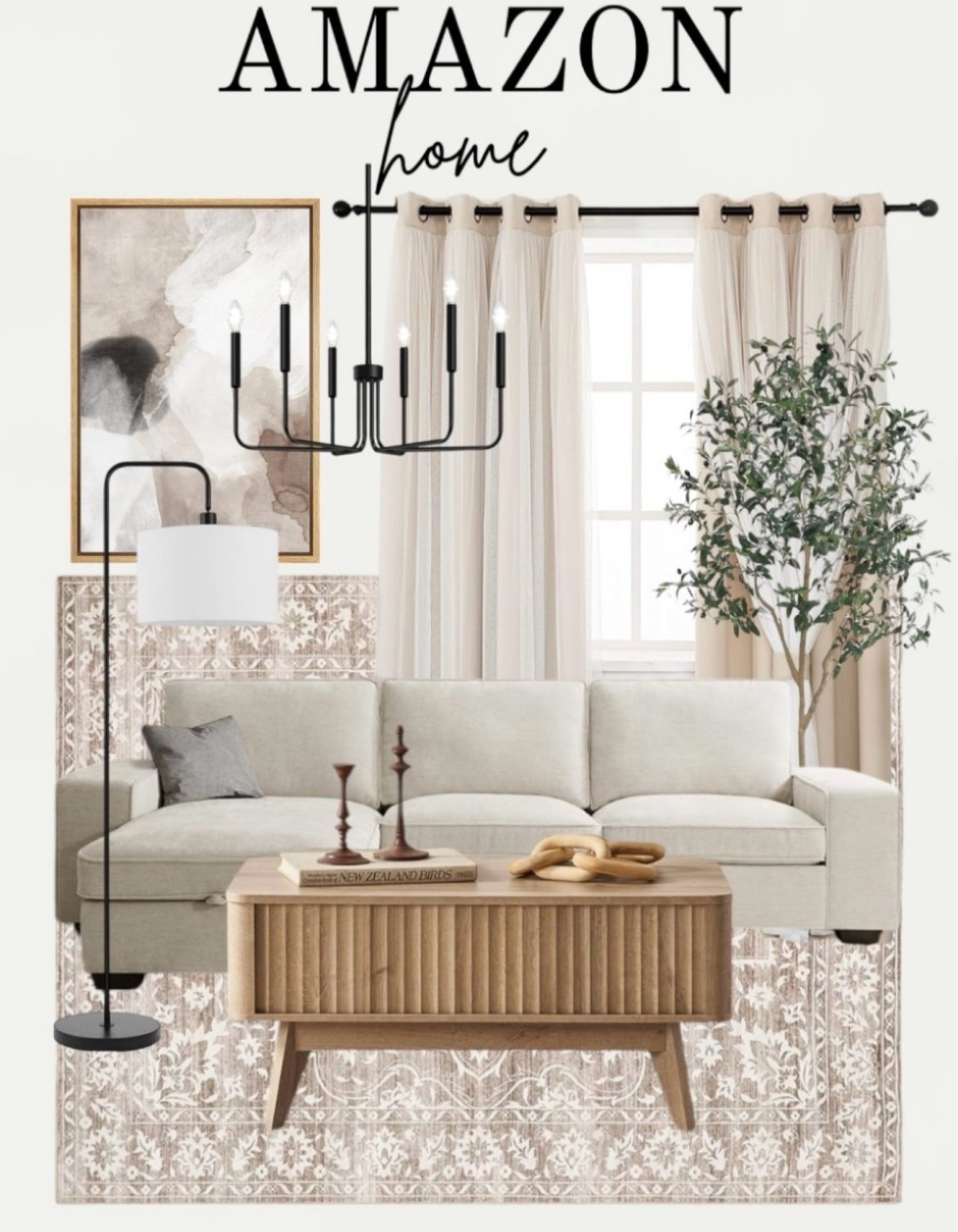 Modern living room 🫶🏼

Vintage area, rug, oak wood coffee table, faux tree, black chandelier, modern wall art, wall decor, floor lamp, beige couch, beige curtains, 

#LTKStyleTip #LTKHome