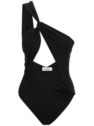 Mônot - One shoulder tech crepe bodysuit - Black | Luisaviaroma | Luisaviaroma