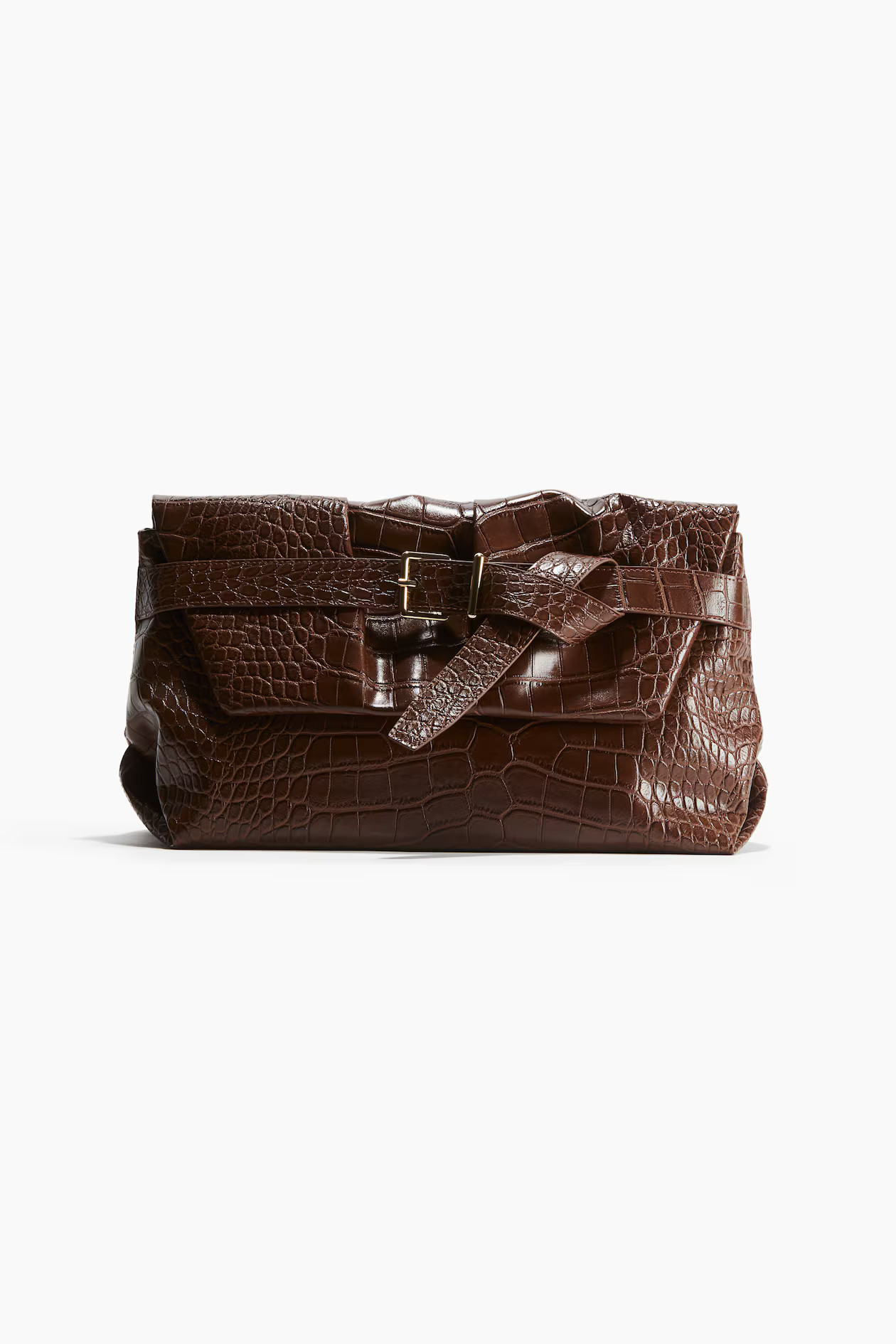 Strap-Detail Clutch Bag - Dark brown - Ladies | H&M US | H&M (US + CA)