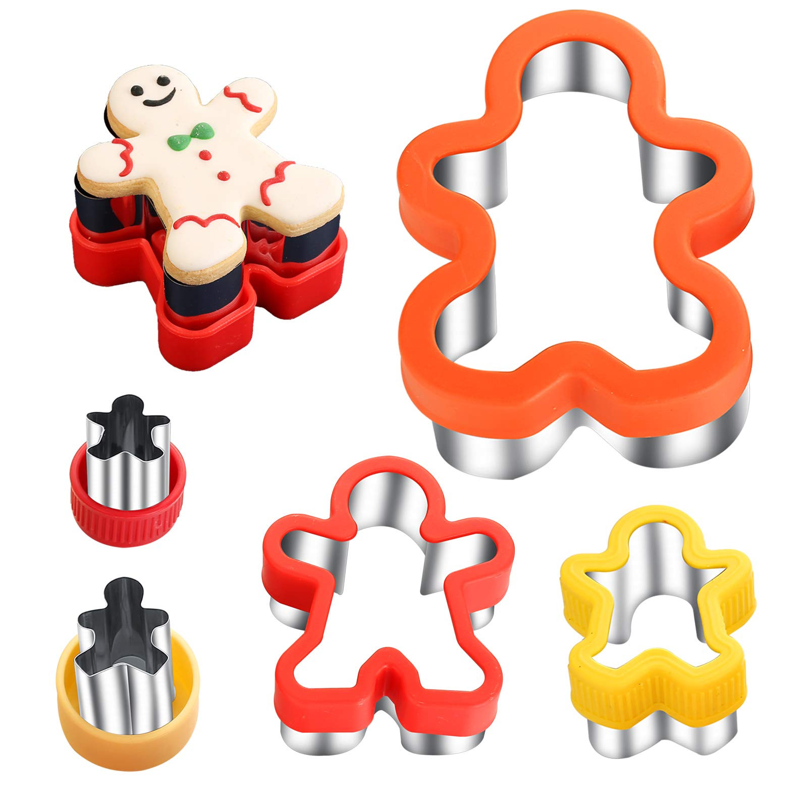 Gingerbread Cookie Cutters 5 Pieces 5 Sizes 1" to 4.9" Gingerbread Man Cookie Cutter | Amazon (US)