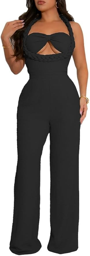 Women's Casual Loose Jumpsuits One Piece Outfit Sleeveless Wide Leg Long Pant Rompers | Amazon (US)