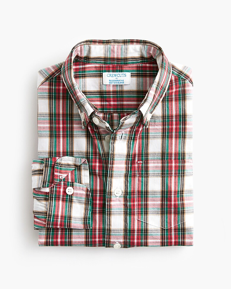 Boys' tartan button-up shirt | J.Crew Factory