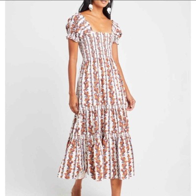 o.p.t. Smocked Floral Midi Dress NWT Small  | eBay | eBay US