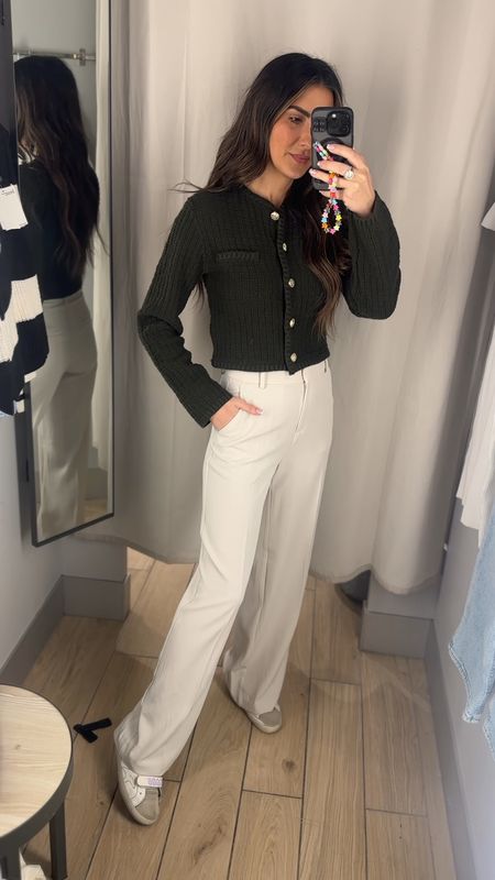 H&M tryon with their new spring arrivals. Loving these straight leg trouser pants perfect for a business casual work wear look. Paired with this boucle cardigan tap with gold buttons is simple perfection  

#LTKstyletip #LTKfindsunder50 #LTKworkwear