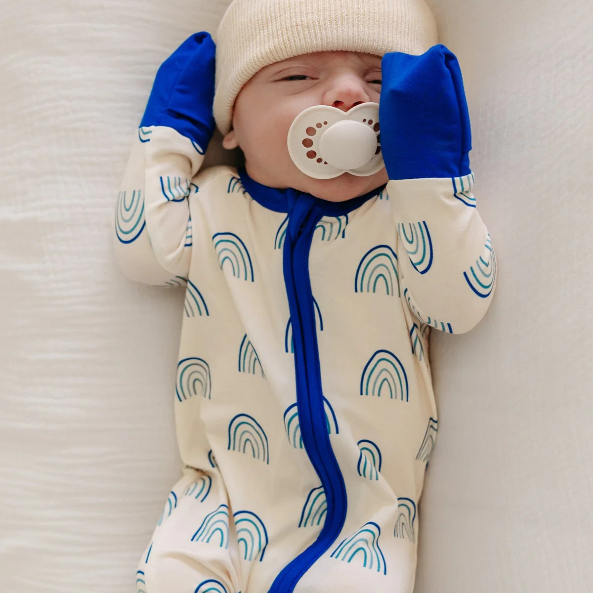 Infant Romper in Blue Rainbows | Silks Design