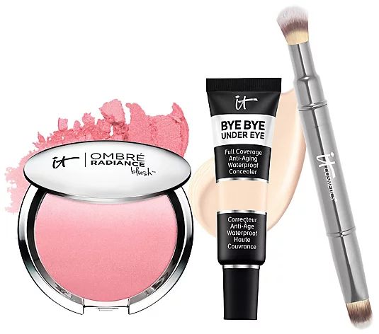 IT Cosmetics Bye Bye Under Eye & Blush Set with Brush Auto-Delivery - QVC.com | QVC