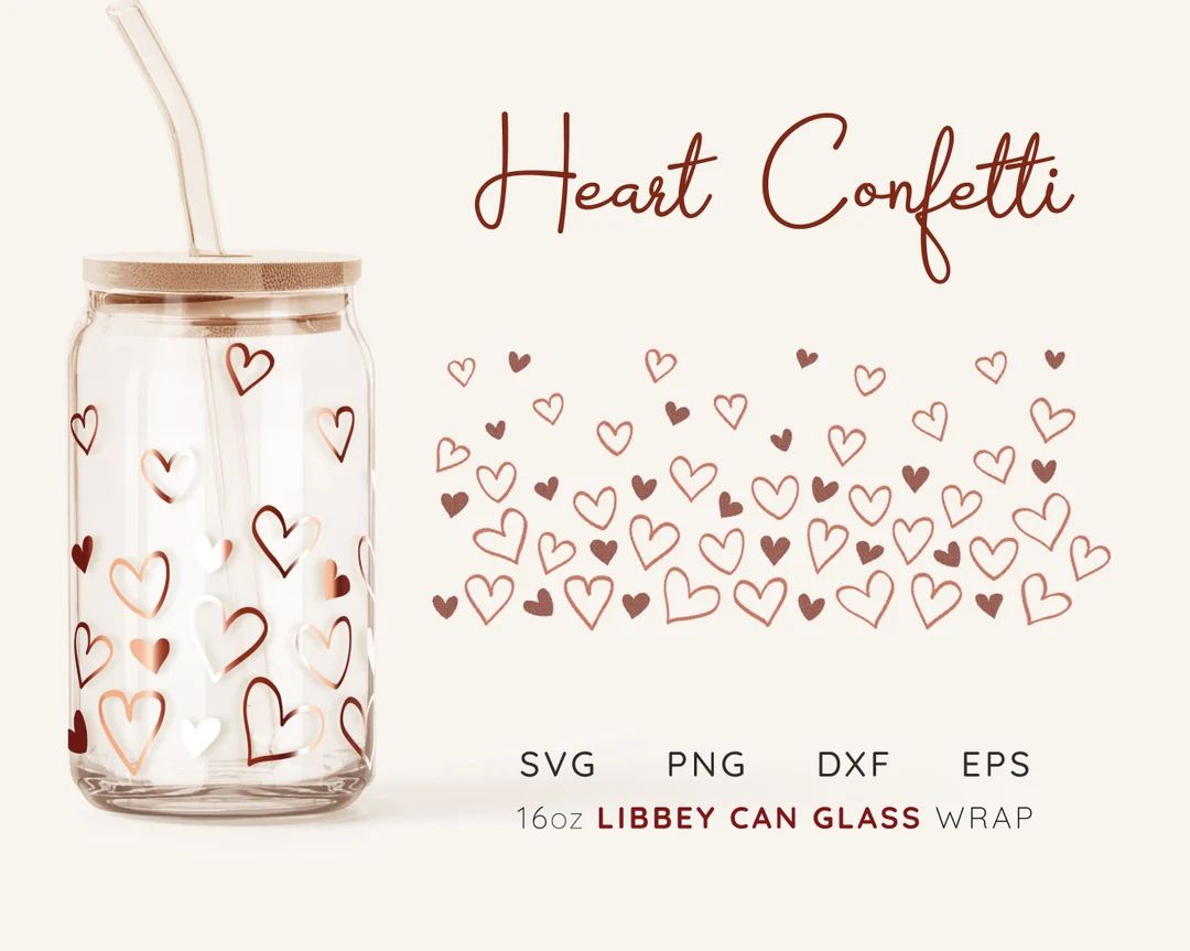 Beer Can Glass Svg Hearts LIBBEY GLASS SVG Libbey Glass Wrap - Etsy | Etsy (US)