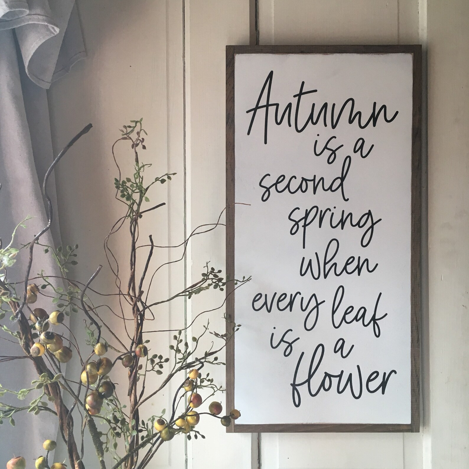 Autumn is a SECOND SPRING sign 1'X2' | rustic wall decor | distressed framed wooden sign | farmho... | Etsy (US)