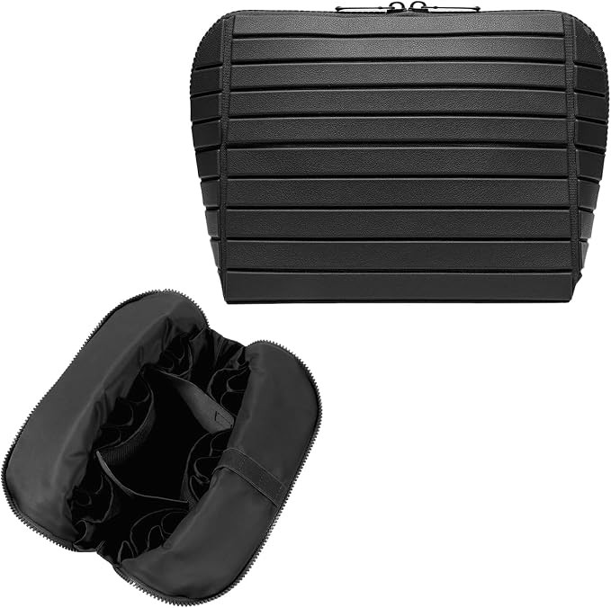 Travel Makeup Organizer Bag with Fold-Down Design and Adjustable Dividers, 27 Pockets & 3 Brush S... | Amazon (US)