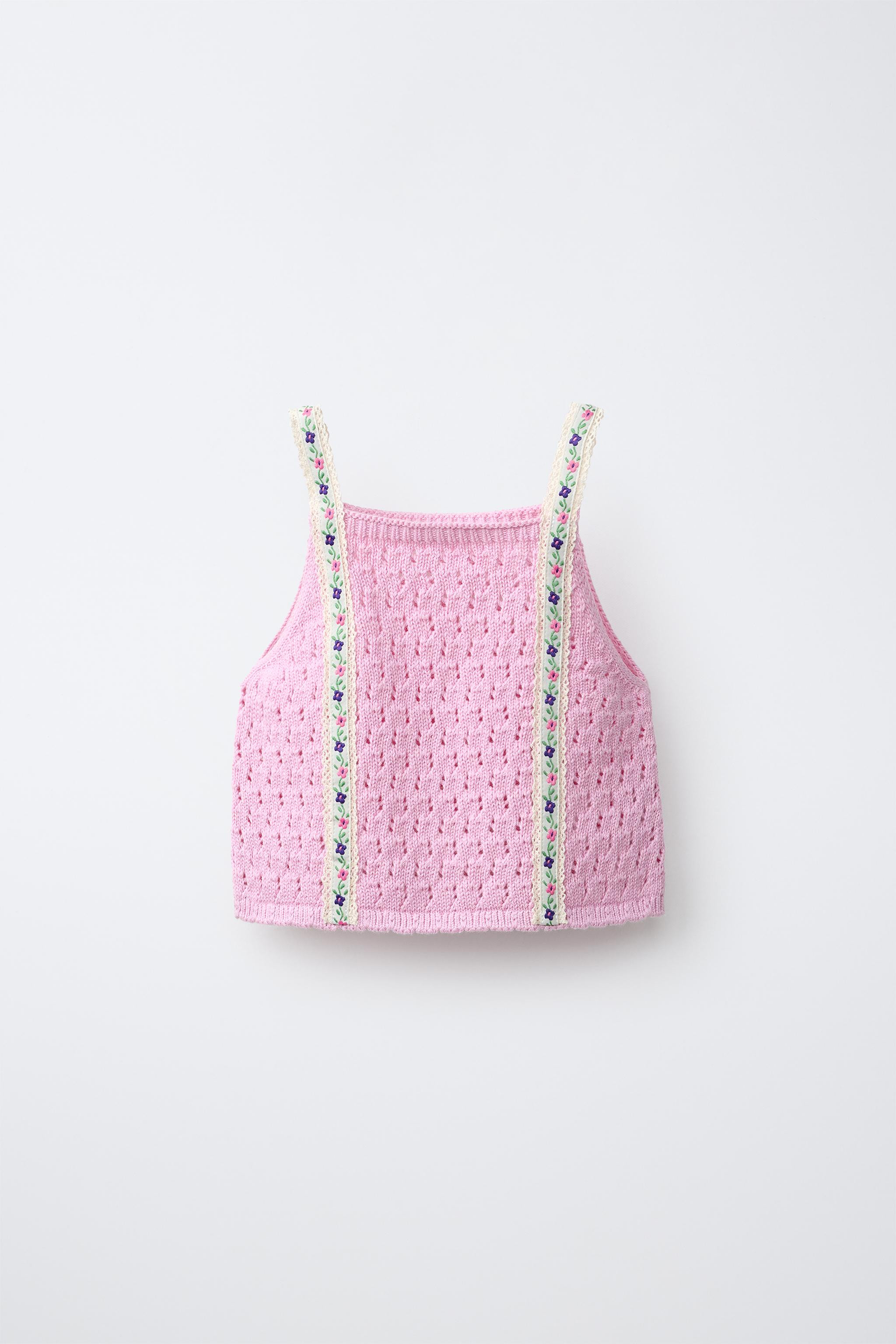 KNIT TOP WITH FLORAL EMBROIDERY | Zara UK