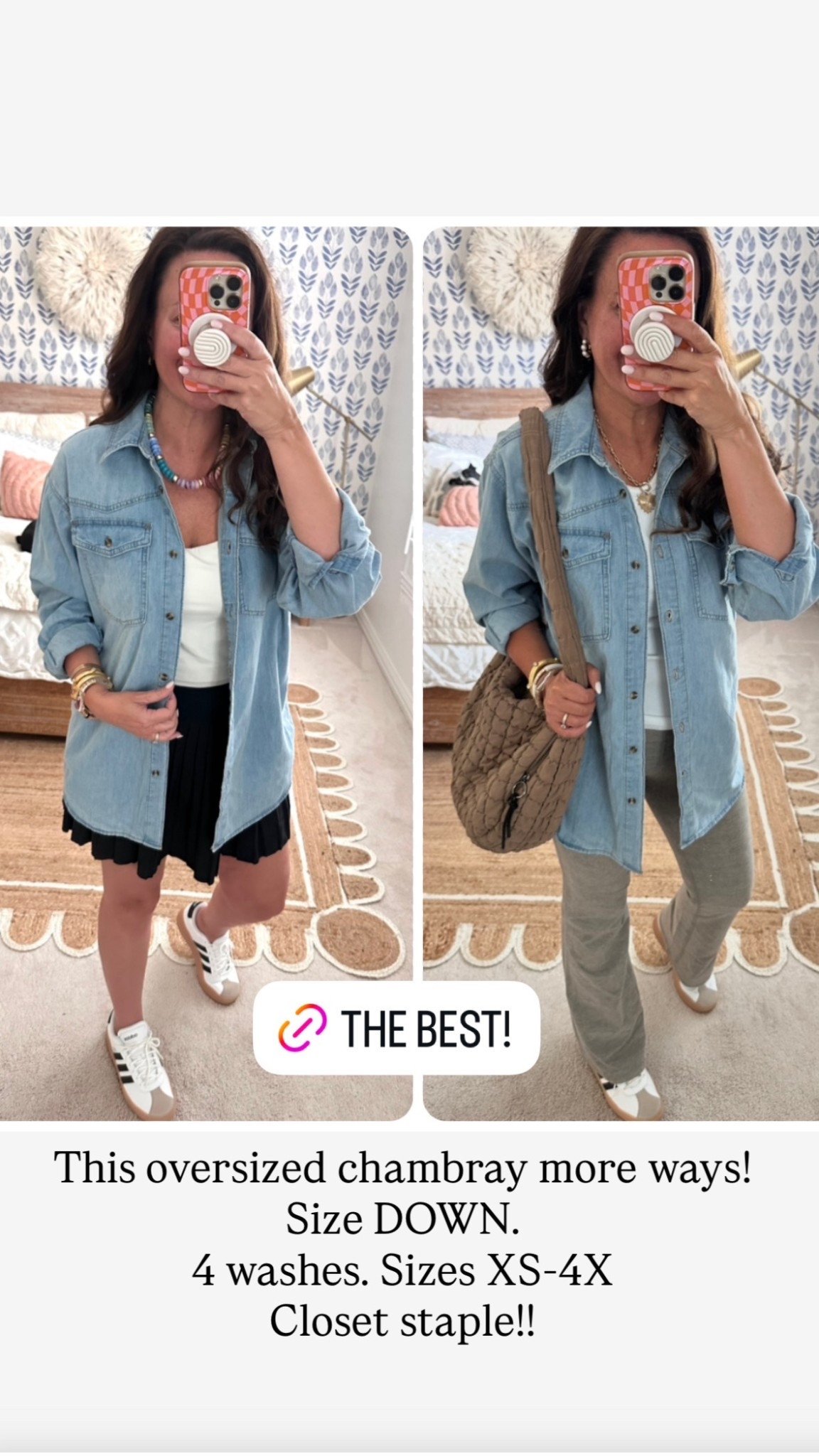 My favorite oversized chambray shirt! 4 washes. XS-4X. Size DOWN. I'm wearing a small
.


#LTKSeasonal #LTKOver40 #LTKmomlife