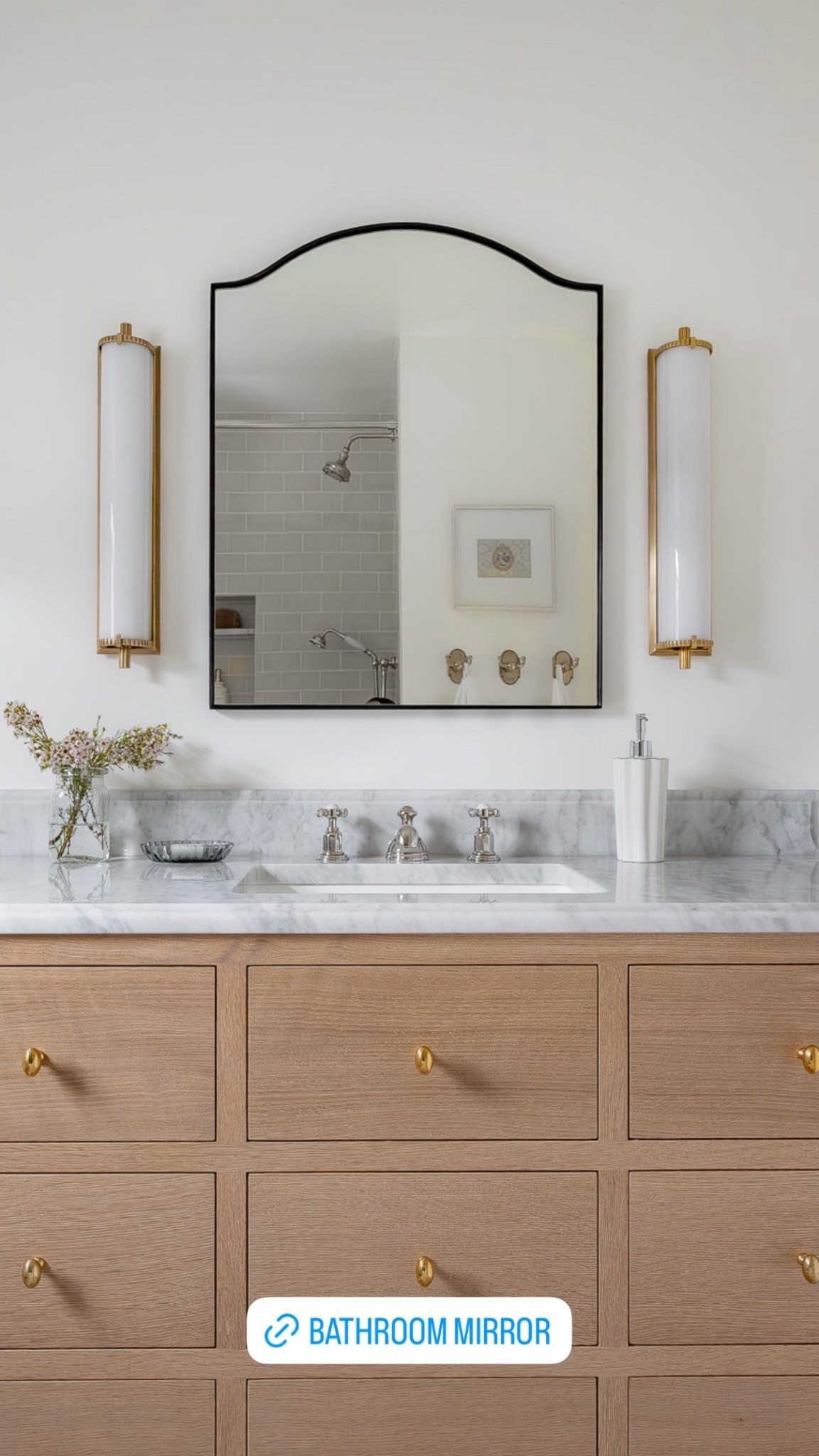 Arched bathroom mirror. This is the 24 x 36” in black and I love it so much.

#LTKmomlife #LTKselfcare #LTKHome