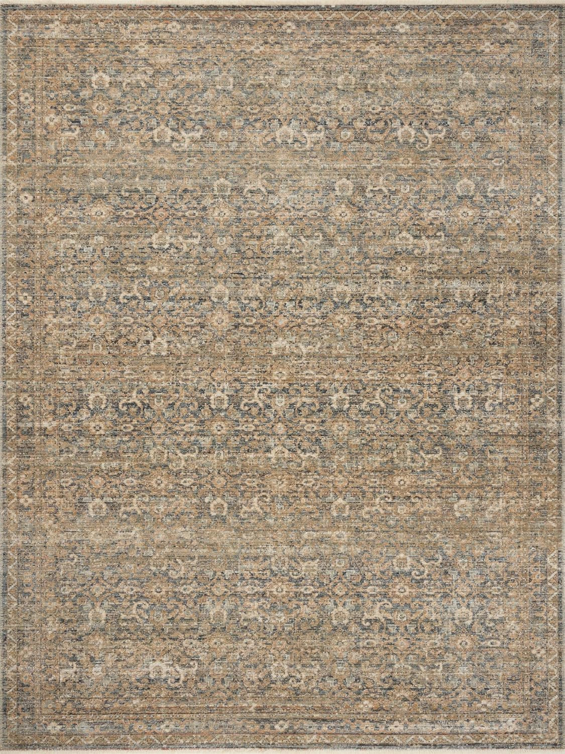 Loloi Amber Lewis Molly Collection MOL-02 Denim/Gold 5'-3" x 7'-9" Low Pile Area Rug | Amazon (US)