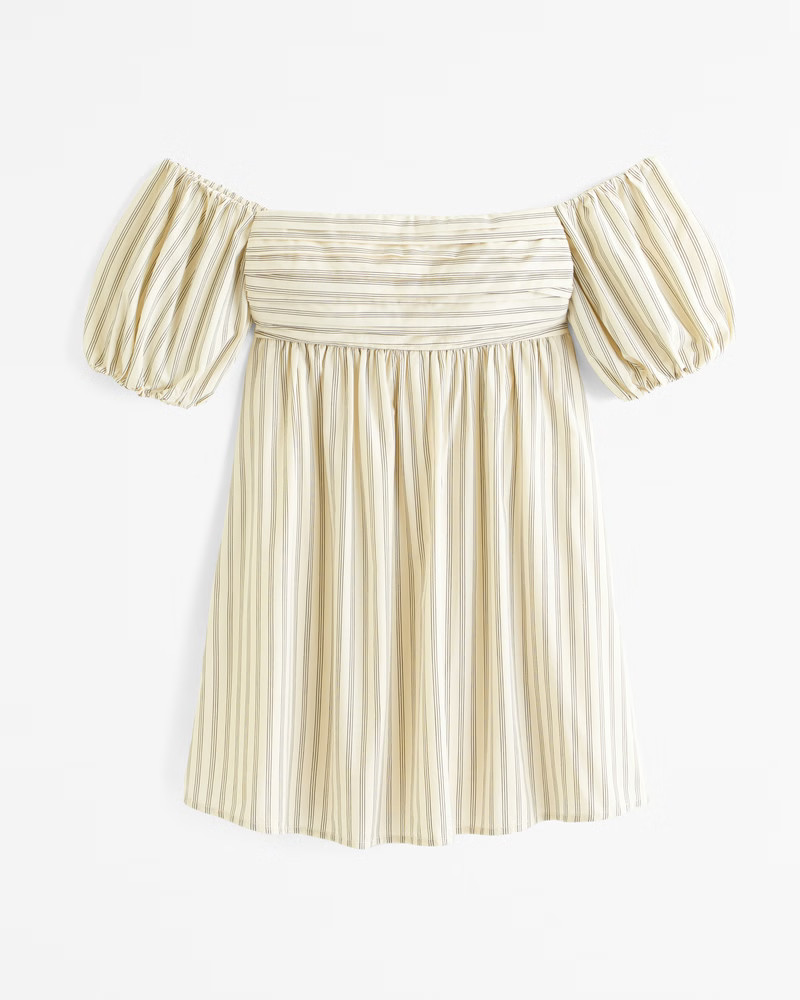 Abercrombie & Fitch Women's Emerson Off-The-Shoulder Skort in Cream Stripe - Size L | Abercrombie & Fitch (US)