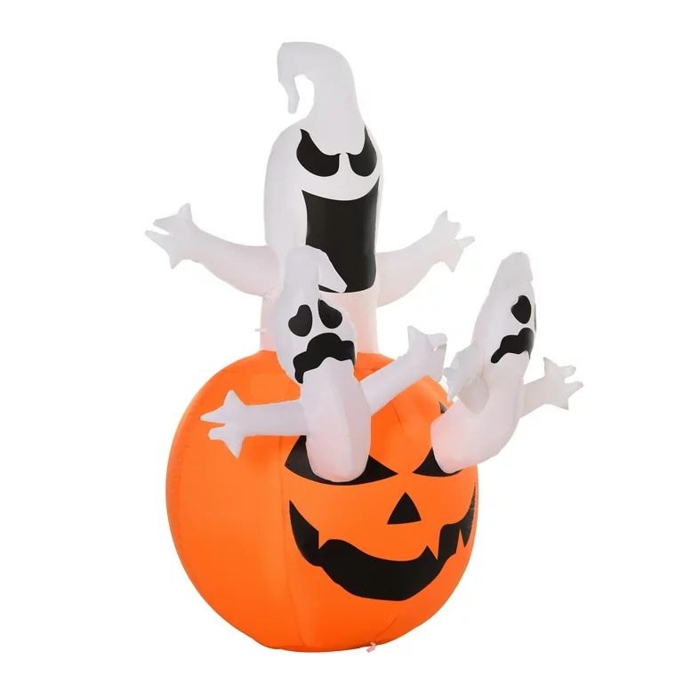 HOMCOM 6’ Tall Outdoor Lighted Airblown Inflatable Halloween Decoration - Jack-O-Lantern Pumpki... | Walmart (US)