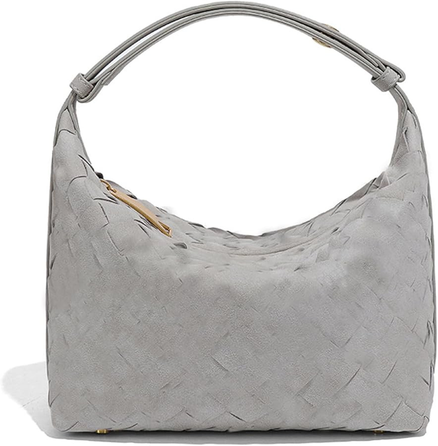 Luxurious Suede Hobo Bag - Women's Woven Leather Shoulder Bag with Spacious Interior | Amazon (US)