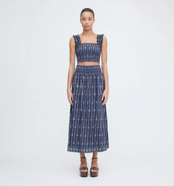 The Delphine Nap Skirt - Navy Trailing Fern | Hill House Home US
