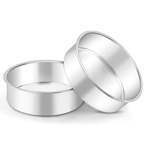 LIANYU Round Cake Pans Set of 2, 6 Inch Round Layer Cake Tins for Baking, Stainless Steel Round Baking Pan, Bakeware for Oven & Dishwasher, Non Toxic & Heavy Duty | Amazon (US)