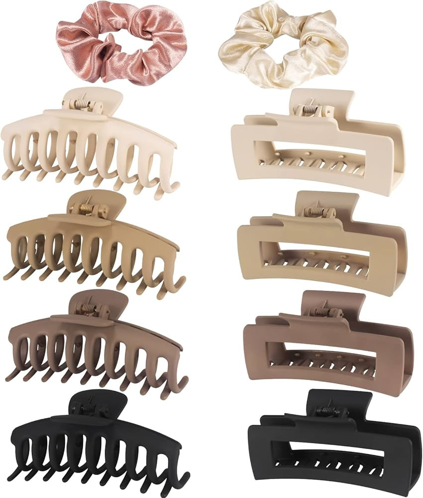 SETUPA 8 Pack Large Hair Claw Clips For Women Thick Thin Curly Hair, 4.3 Inch Girls Big Matte Hai... | Amazon (US)