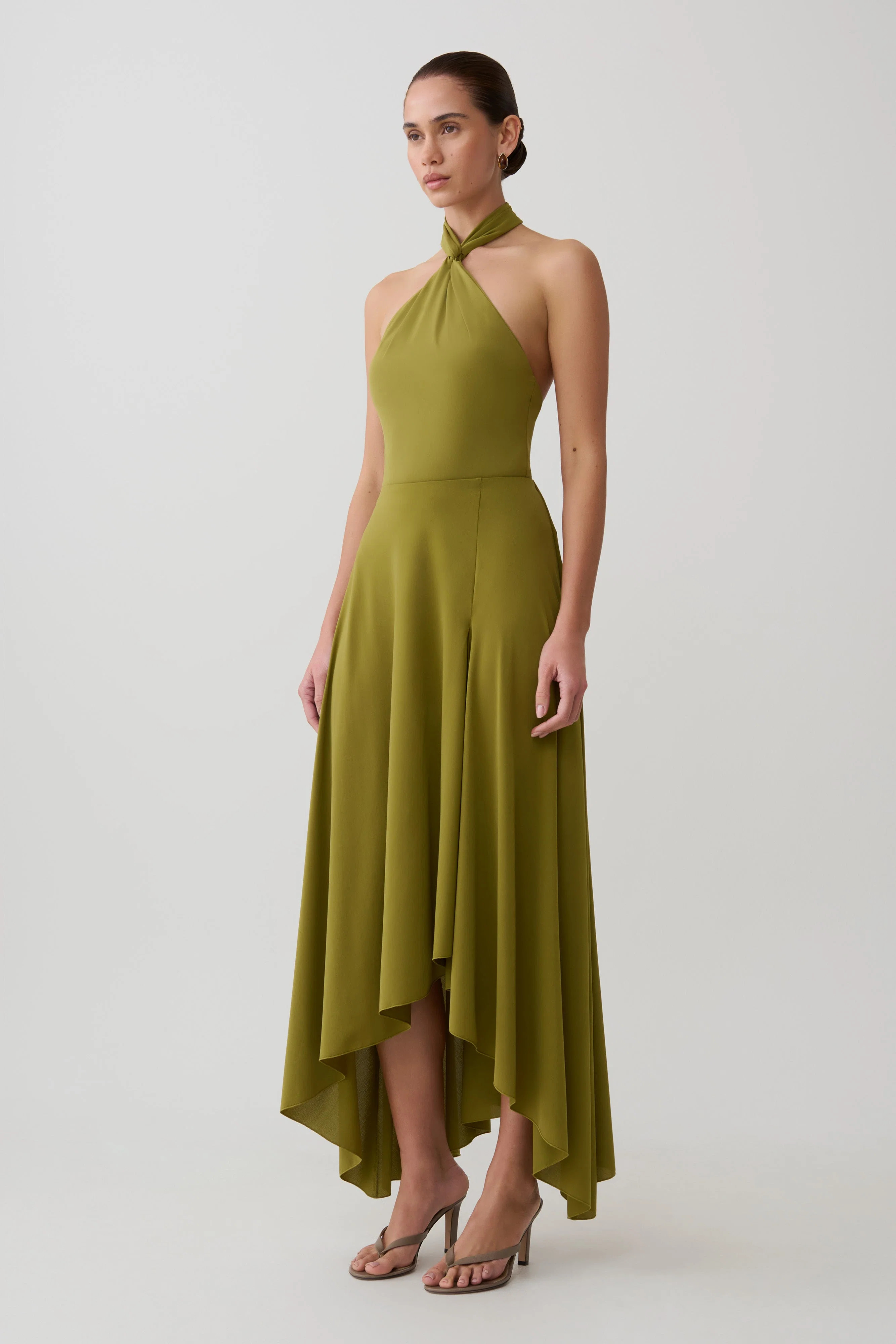 Bambi Dry Jersey Maxi Skirt - Martini Olive | MESHKI US
