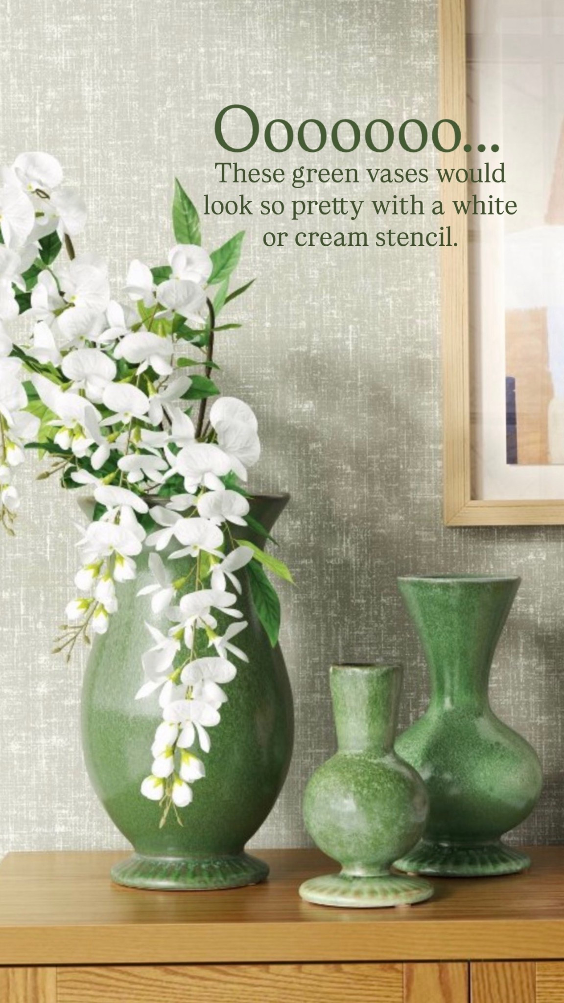 These green vases would look so pretty with a white or cream stencil on them.

#LTKHome