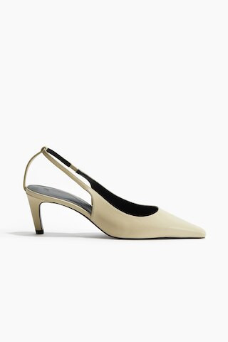 H & M - Heeled slingbacks - Beige | H&M (UK, MY, IN, SG, PH, TW, HK)