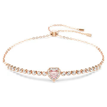 One bracelet, Heart, Pink, Rose gold-tone plated by SWAROVSKI | SWAROVSKI