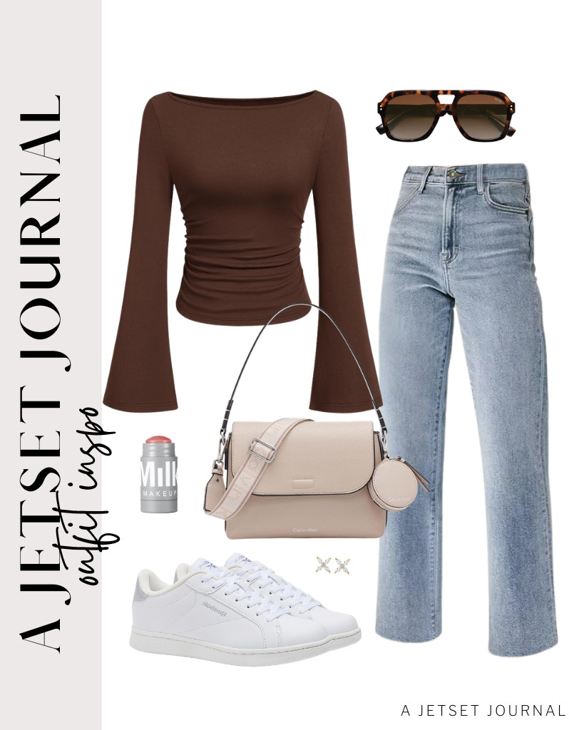 Another awesome combo is a brown PRETTYGARDEN long-sleeve top and straight-leg jeans. To style, you can wear these Reebok Shadoray shoes and grab a Calvin Klein shoulder bag. These aviator sunnies from SOJOS go well with this fit.

#LTKSeasonal #LTKSaleAlert #LTKTravel
 

 