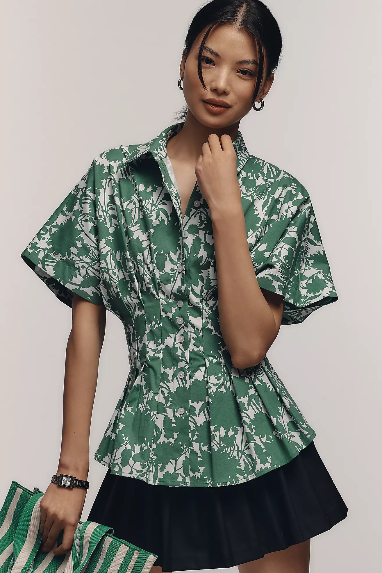 The Tobie Pleated Blouse by Exquise: Short-Sleeve Edition | Anthropologie (US)
