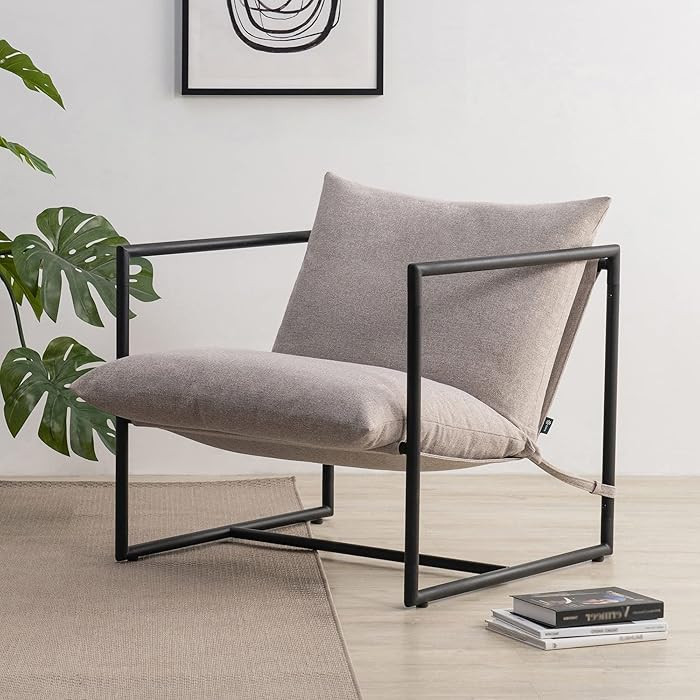 ZINUS Aidan Sling Accent Chair/Metal Framed Armchair with Shredded Foam Cushioning, Oatmeal | Amazon (CA)