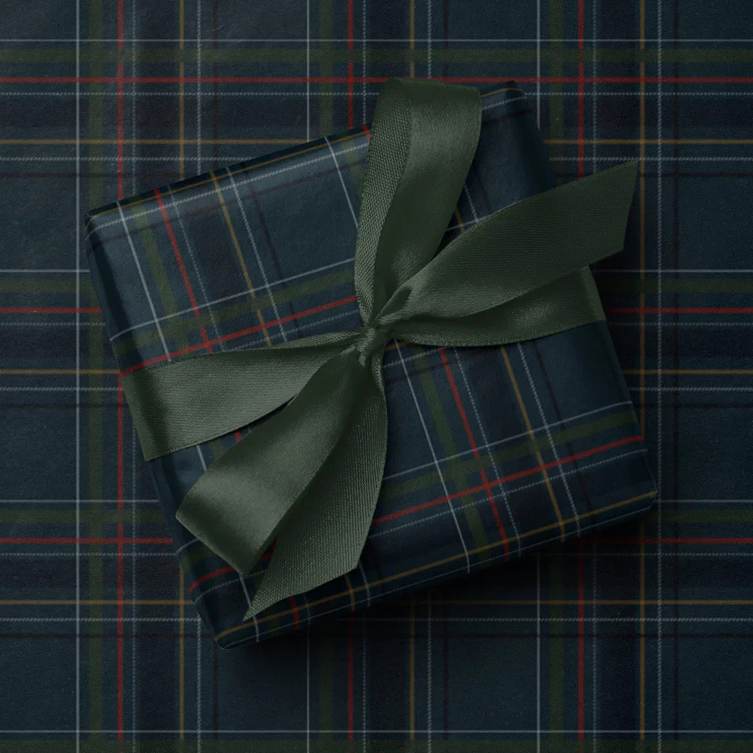 Classic holiday plaid stylish navy Christmas Wrapping Paper | Zazzle | Zazzle