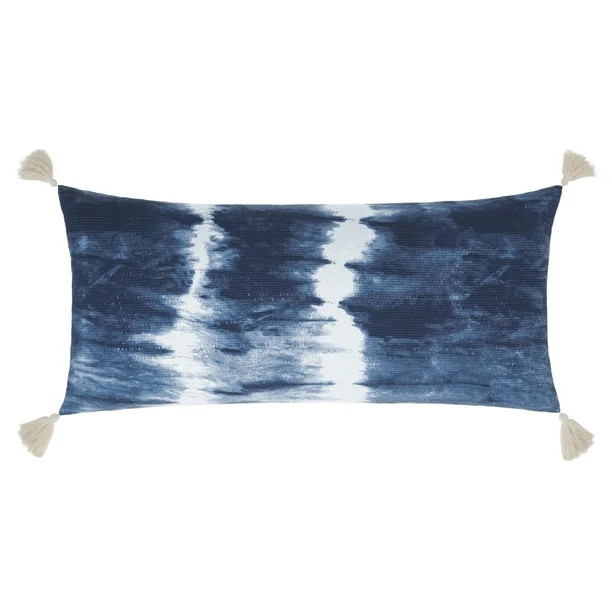 Gap Home Tie Dye Decorative Oblong Throw Pillow with Tassels Blue 30" x 14" | Walmart (US)