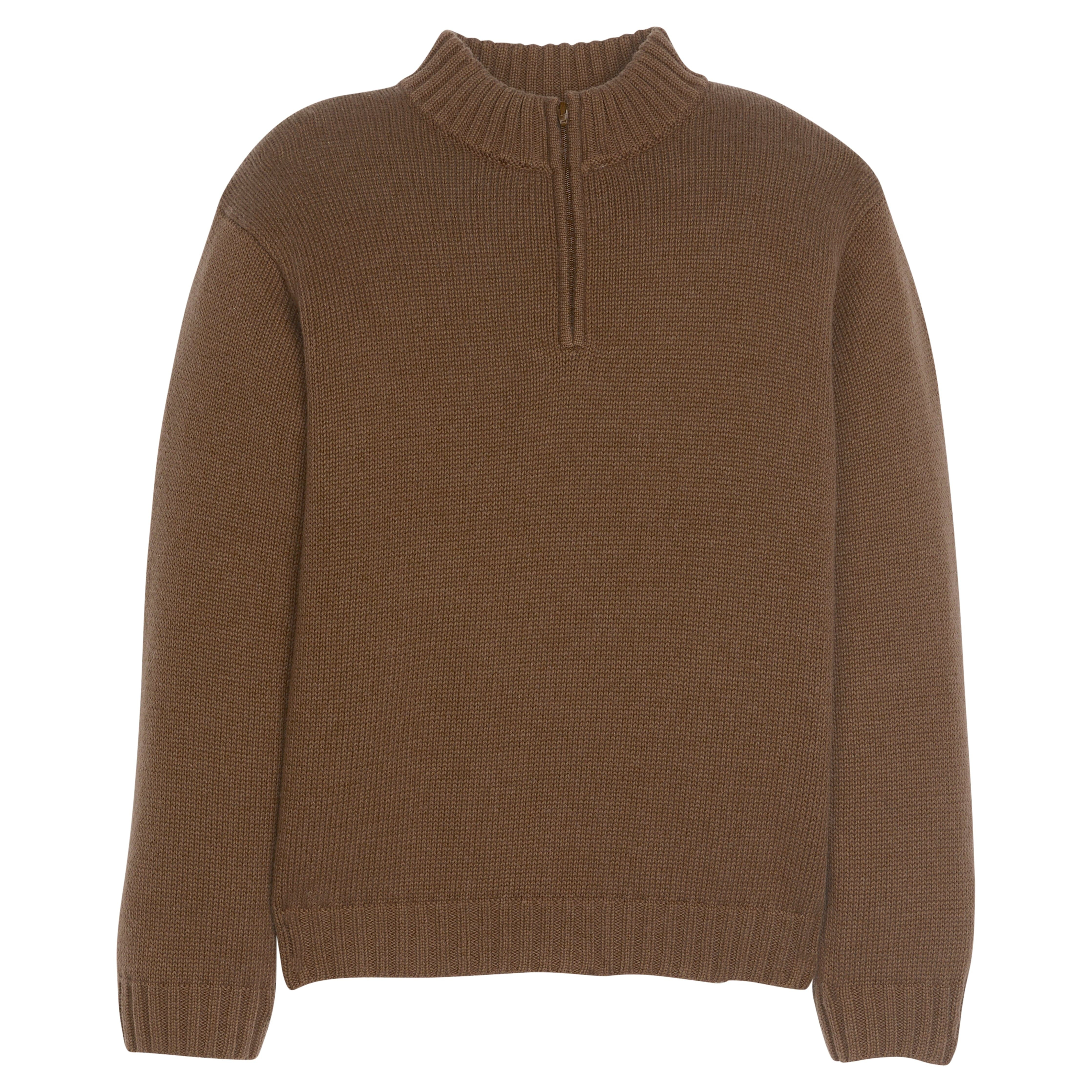 Quarter Zip Sweater - Brown | Little English