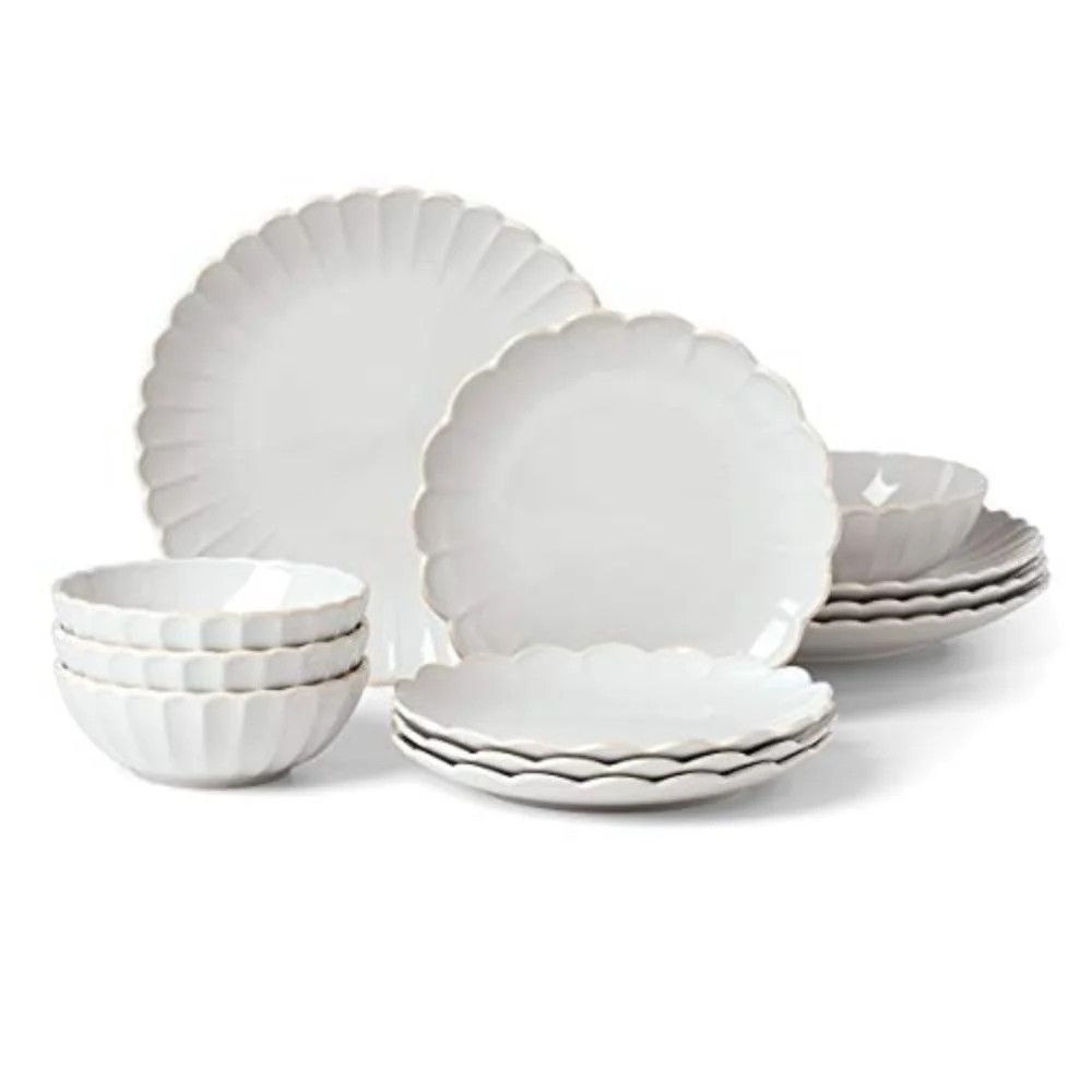 Lenox French Perle Scallop 12-Piece Dinnerware Set, 17.70 LB, White | Shop Simon