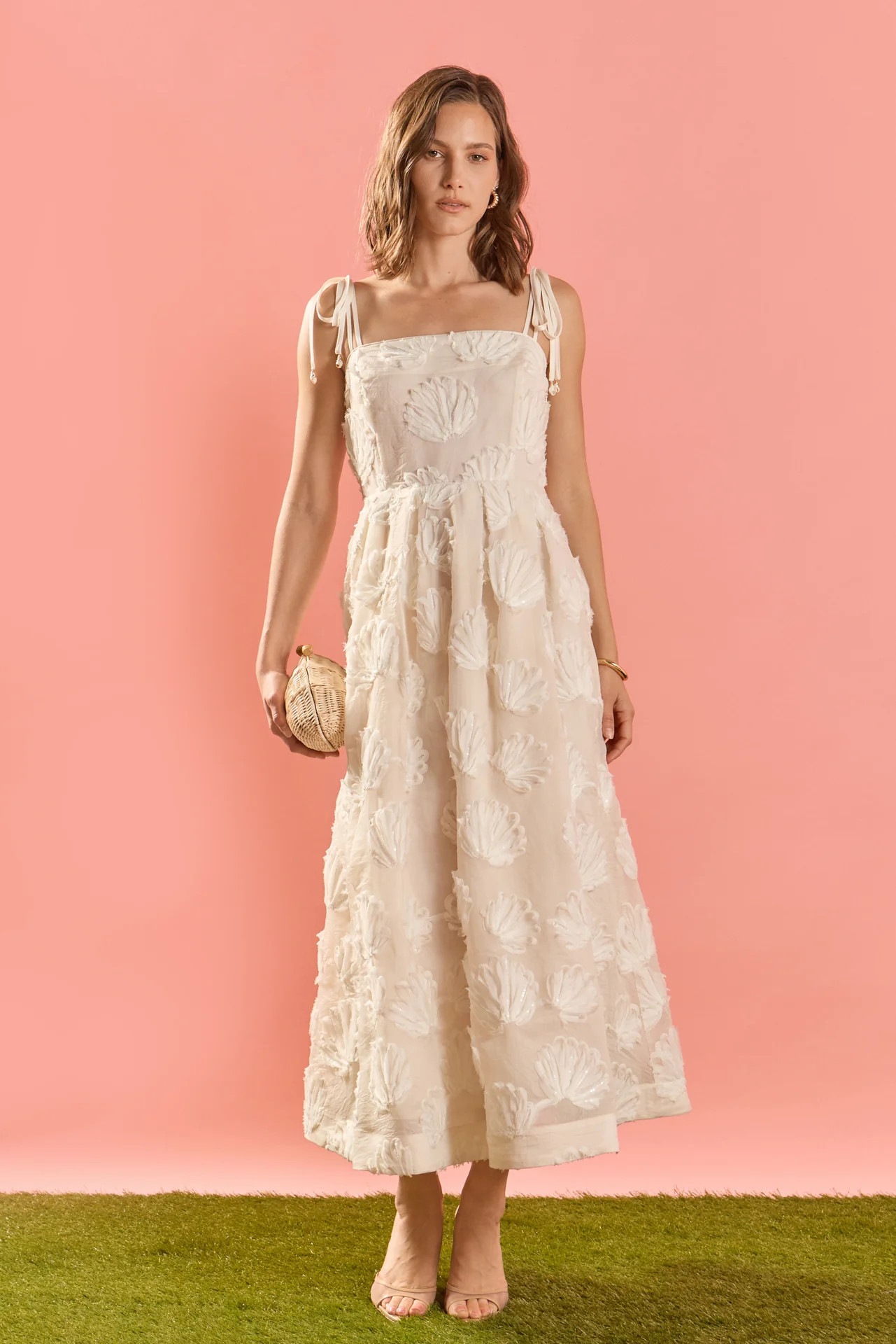 Embroidered Shell Sleeveless Midi Dress | English Factory