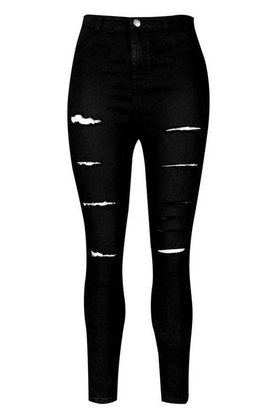 Plus Wash Black Slash Rip Jegging | Boohoo.com (US & CA)