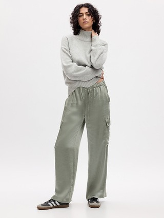 Satin Wide-Leg Cargo Pants | Gap (US)