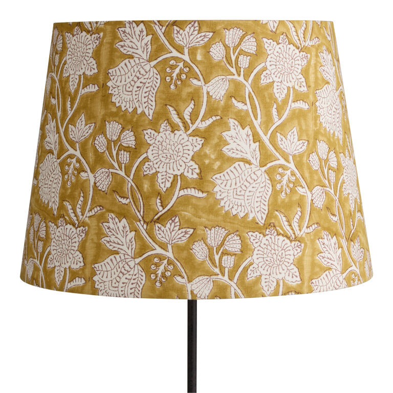 Amber Cotton Floral Pleated Block Print Table Lamp Shade | World Market