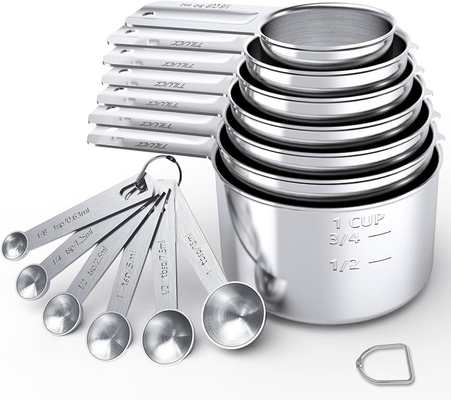 TILUCK Stainless Steel Measuring Cups & Spoons Set,Coffee Scoop Spoon,Kitchen Gadgets for Cooking... | Amazon (US)
