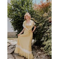 1970's Vintage Pastel Yellow Halter Maxi Dress With Matching Wrap | Etsy (US)