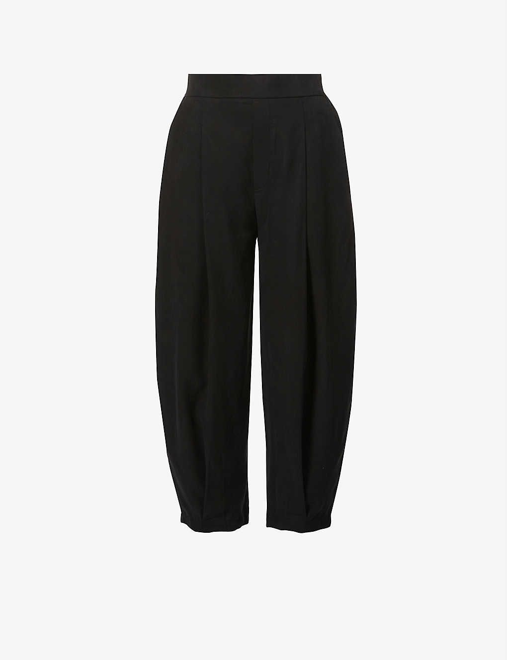 BENETTON Cropped high-rise woven trousers | Selfridges