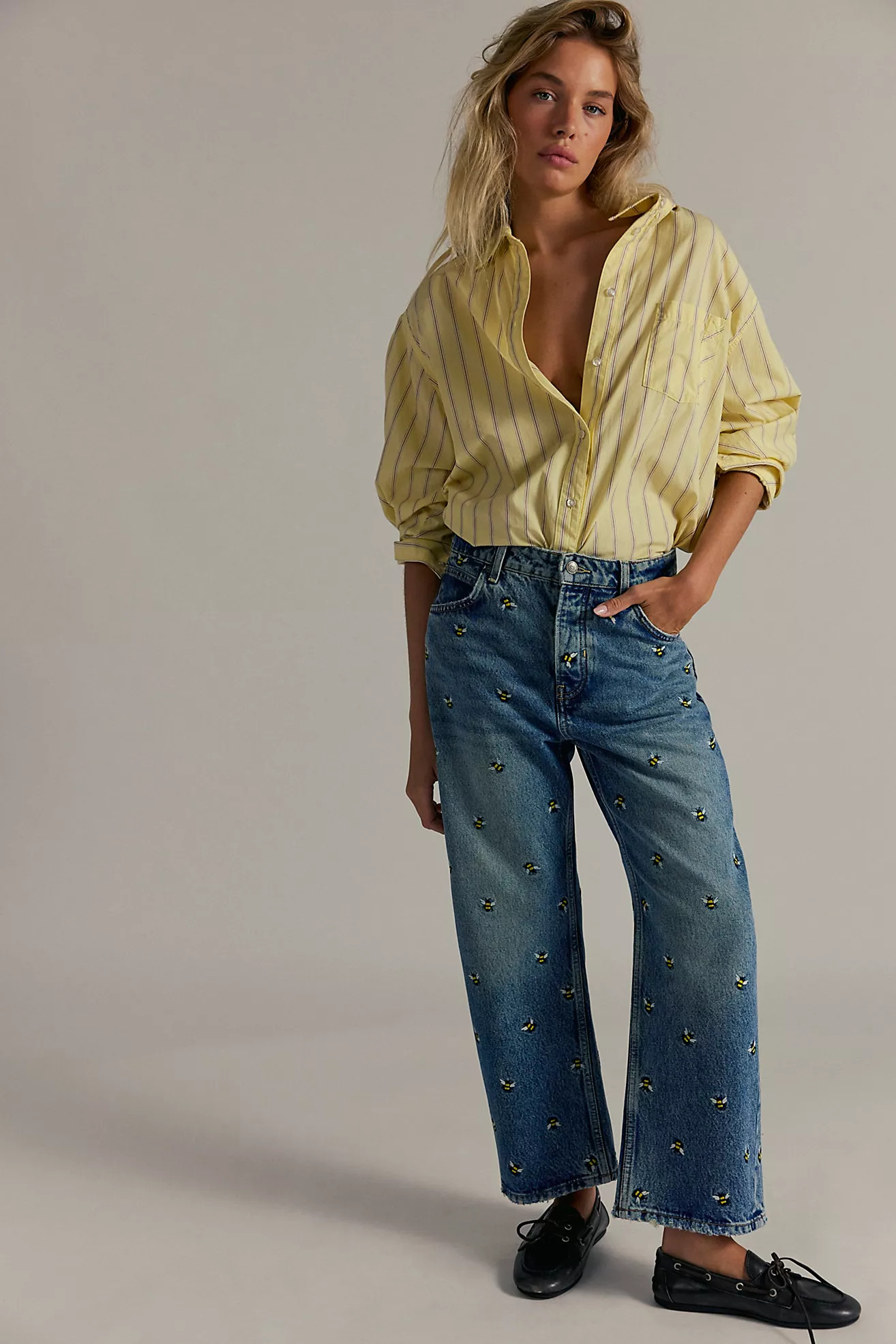 We The Free Deep Trance Embroidered Dropped Boyfriend Jeans | Free People (Global - UK&FR Excluded)